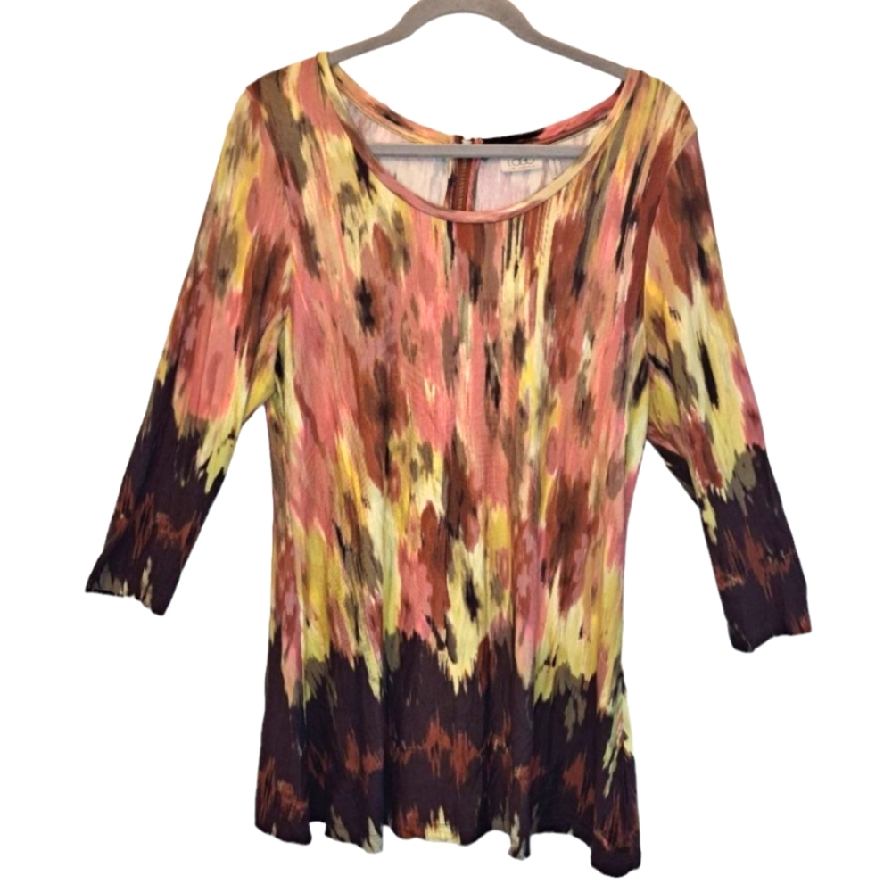 LOGO By Lori Goldstein Abstract Watercolor Neutral Tunic Size Medium